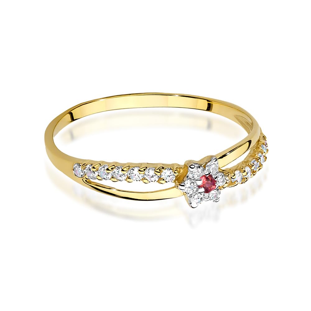MARKO Goldener Damenring 333 Gold (8 Karat) mit Zirkonia – Eleganter Blüten-Ring im Blumen-Design – Zarter Goldring als Geschenk für Frauen & Mädchen