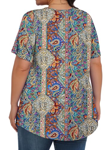 Image of Tencede Womens Plus Size Tops Tunic Short Sleeve Crew Neck Shirts Casual Soft Blouse 1X-5X