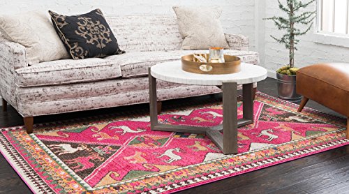 Tapete rectangular Unique Loom 2' x 3'1" rosa/beige miniatura 4