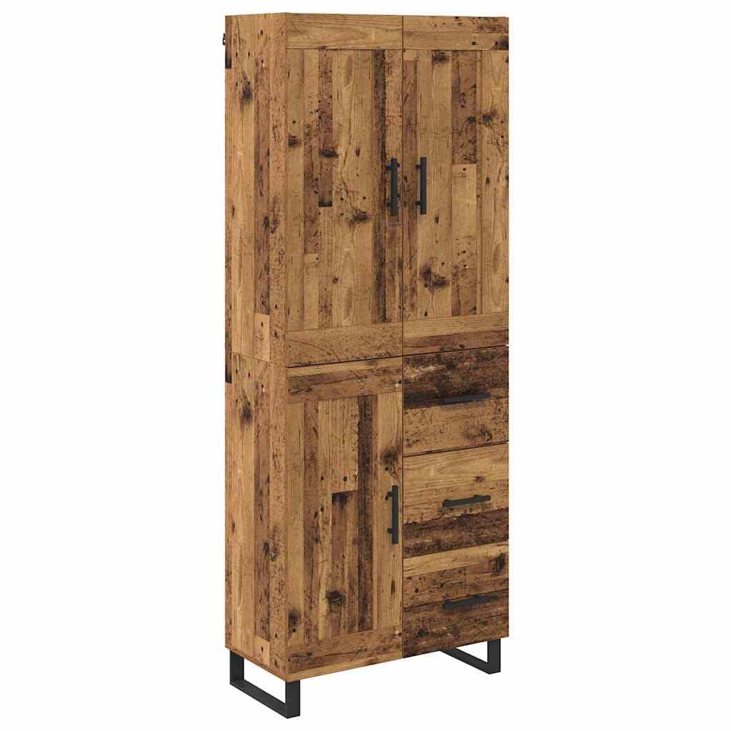 SYDE Credenza alta 2 unità legno 69,5 x 34 x 180 cm | Ante con cerniere, maniglie in metallo nero, ripiani, gambe quadrate, montaggio facile