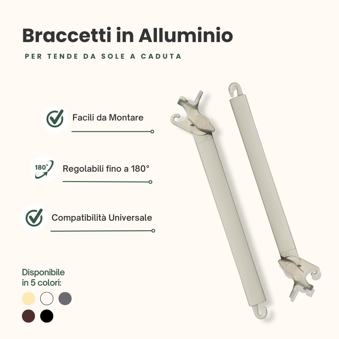 Braccetti Per Tende Da Sole TENDAGGIMANIA 50cm - Coppia Regolabile 180° Per Tende A Caduta Esterne - Foto 12