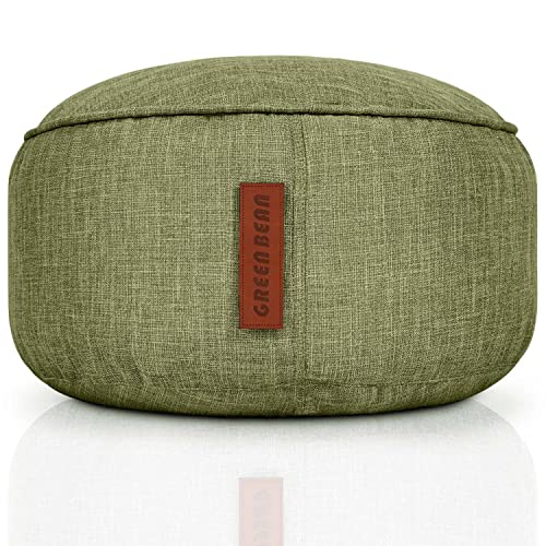 Green Bean Sitzsack-Hocker 45x25cm mit EPS-Perlen Füllung - Fußhocker Fußkissen Sitz-Pouf für Sitzsäcke - Bodenkissen für Kinder und Erwachsene - Fußablage Sitzkissen Sitzhocker Grün