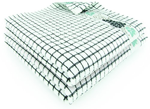 Fecido Fruity Kitchen Collection Dish Towels - Heavy Duty - Super Absorbent - 100% Cotton - The Best European Tea Towels with Fruit Design - Set of Two, Black Grape