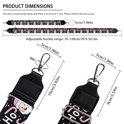Image of Talayituse Santa Claus Candy Print Shoulder Strap Christmas Decoration Wide Purse Bag Strap Adjustable Replacement Belt Luggage Crossbody Shoulder Bag Strap for Women Girls