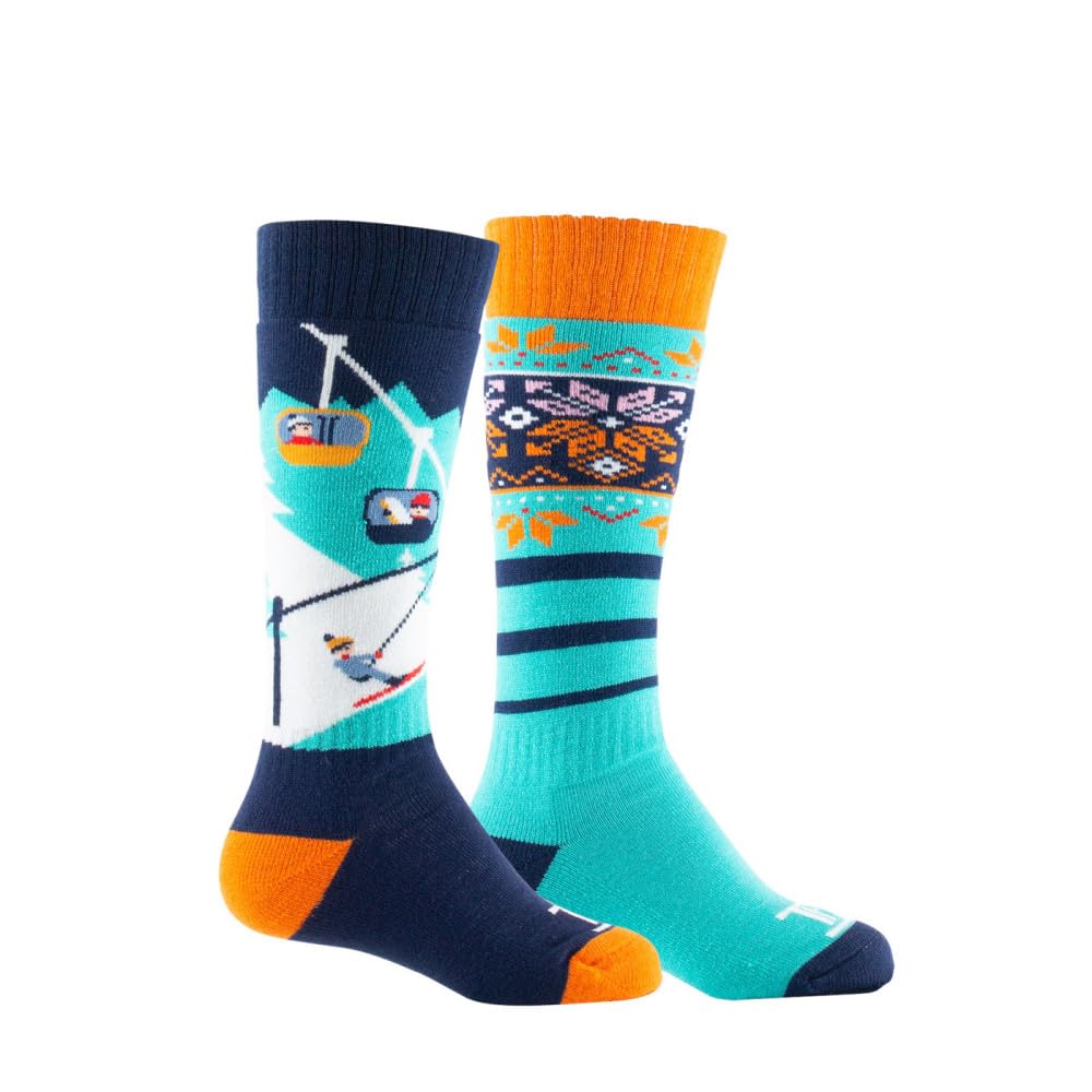 Thyo - Lot de 2 paires de mi-bas ski Piste Bleue en acrylique