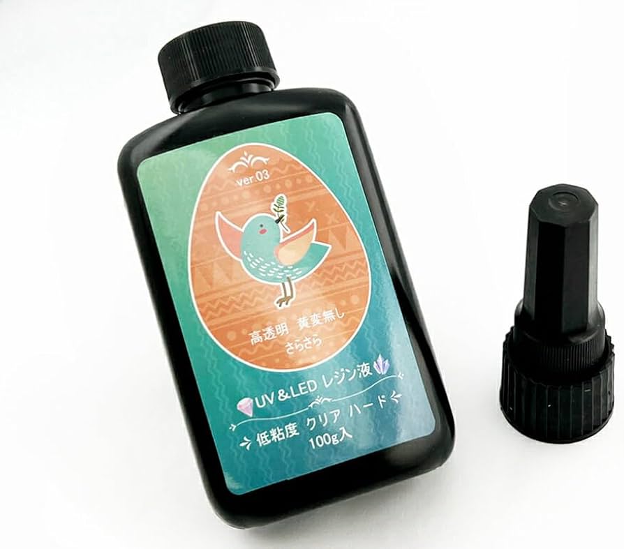 UVレジン液 100g / 1本 UV&LEDライト対応 高透明度 クリア ハードタイプ UVレジン 100g入り,さらさら 低粘度