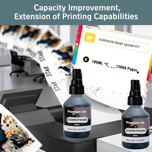 Image of KOSH BTD60 BT5000 Refill Ink Compatible for Brother DCP-T300 T310W T500W T520W T220 T700W T420W T425W T426W T428W T720DW T725DW T820DW T810W T910DW T920DW Printers (2, Black Pack of 2)