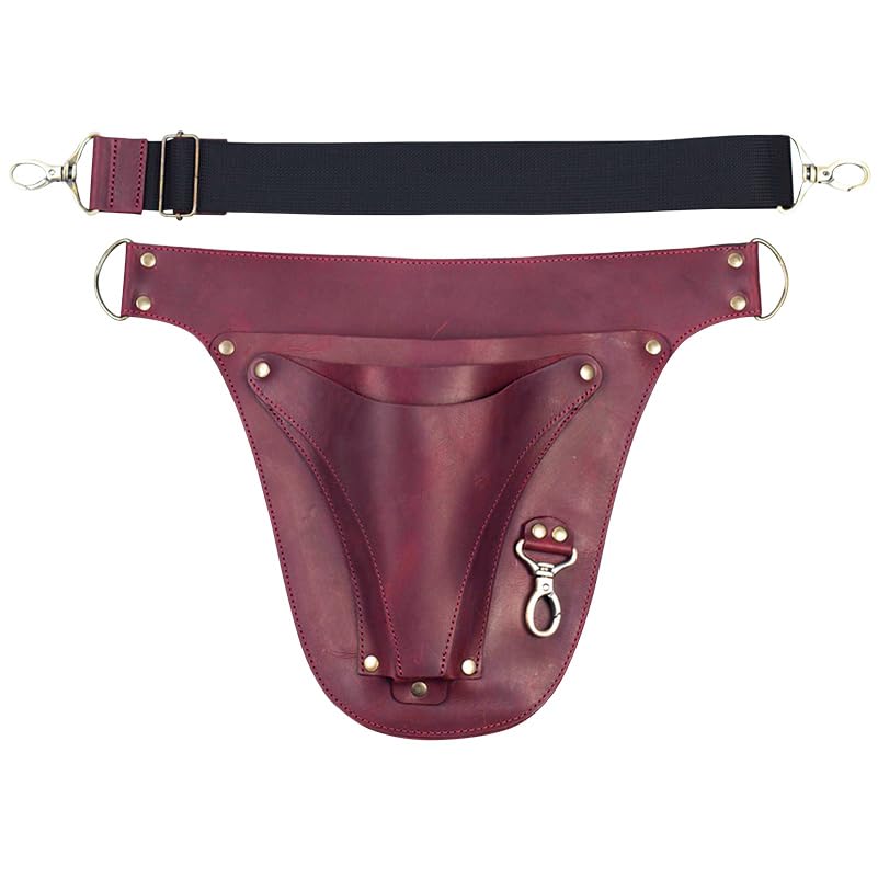 SKLKT Leather Florist Tool Belt Bag for Gardening Farmer Tools Holster Pouch Small Carpenter Electrician Organizer (Burgundy)