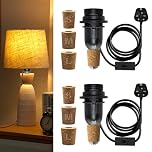2 Packs E14 Bottle Lamp Kit, 240CM Cable, Bottle Lamp Adaptor Kit, Including 3 Sizes of Stoppers, Light Fittings for Bottles, Table Lamp Kits Do It Yourself UK for Various Bottles, Black