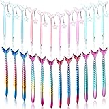 24 Pieces Mermaid Tail Gel Ink Pens for Child Mermaid Fish Ballpoint Pens for Mermaid Party Supplies...