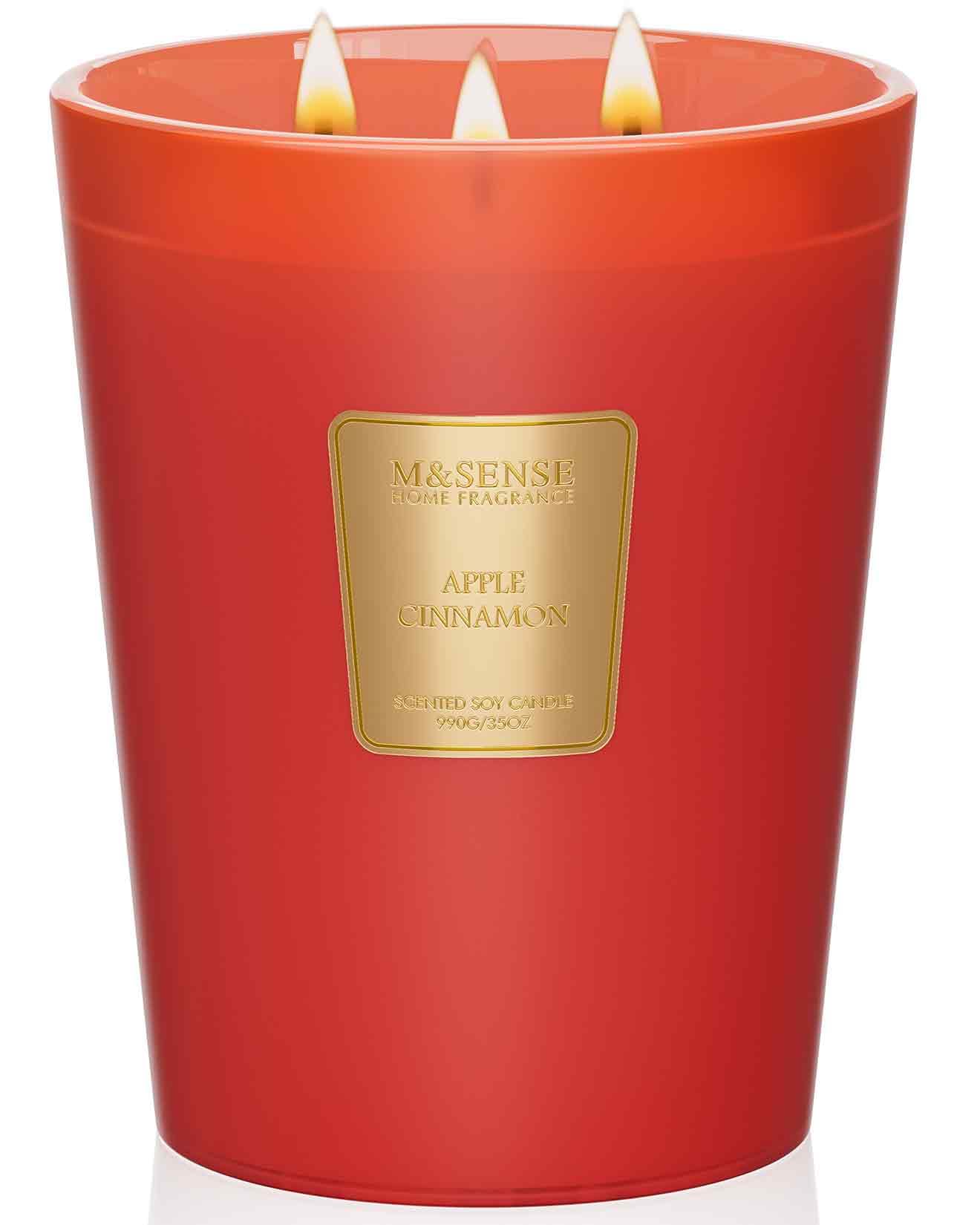 Sponsored Ad – M&SENSE Apple Cinnamon Red Extra Large Soy Scented Candles Gifts for Women, 990g 150H Candles for Men Long Burning, 3-Wick Home Fragrance Strong Scented Candle, Sweet Organic Big Candle for Home