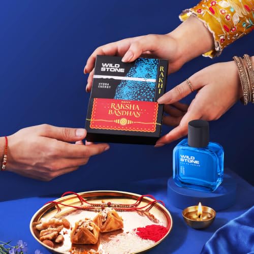 Image of Wild Stone Hydra Energy EDP for Men 50ml with Rakhi | Raksha Bandhan Gift Set for Brother | Aromatic & Fougere Long Lasting Perfume | Gift for Men | Fragrance For Everyday