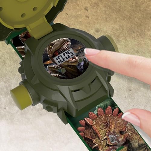 Relógio De Pulso Infantil em Forma de Dinossauro 3D Rex Projetor Luz 24 Imagens, Relógio Educativo,