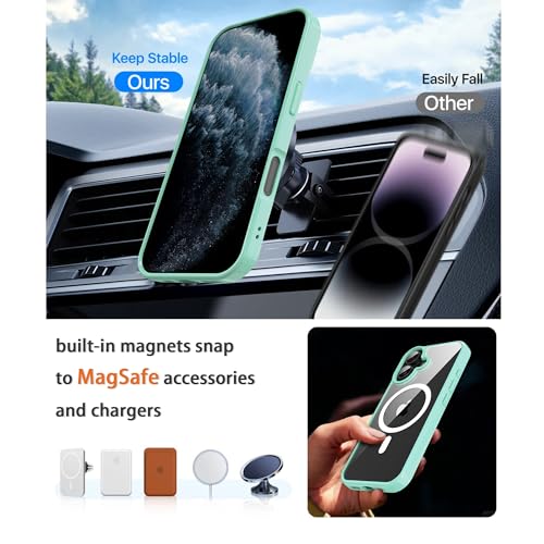 Image of Classic Hybrid Magnetic iPhone 17 Case Phone Case Cover, Screen Protectors X1, Compatible with Magsafe, Anti Yellowing,Slim,Shockproof, Protective (Mint Green, iPhone 17)