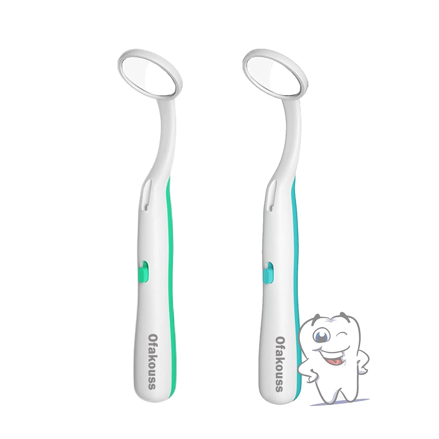 2 Pieces Dental Mirror with Light Anti Fog,Dentist Oral Care Tool,5.90 inches (15cm) Blue & Green Pack of 2