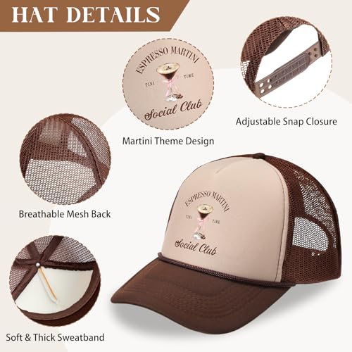 Image of Hercicy 2 Pcs Trucker Hat Tini Time Baseball Hat Mesh Adjustable Party Club Cap for Bachelor Bachelorette (Brown)