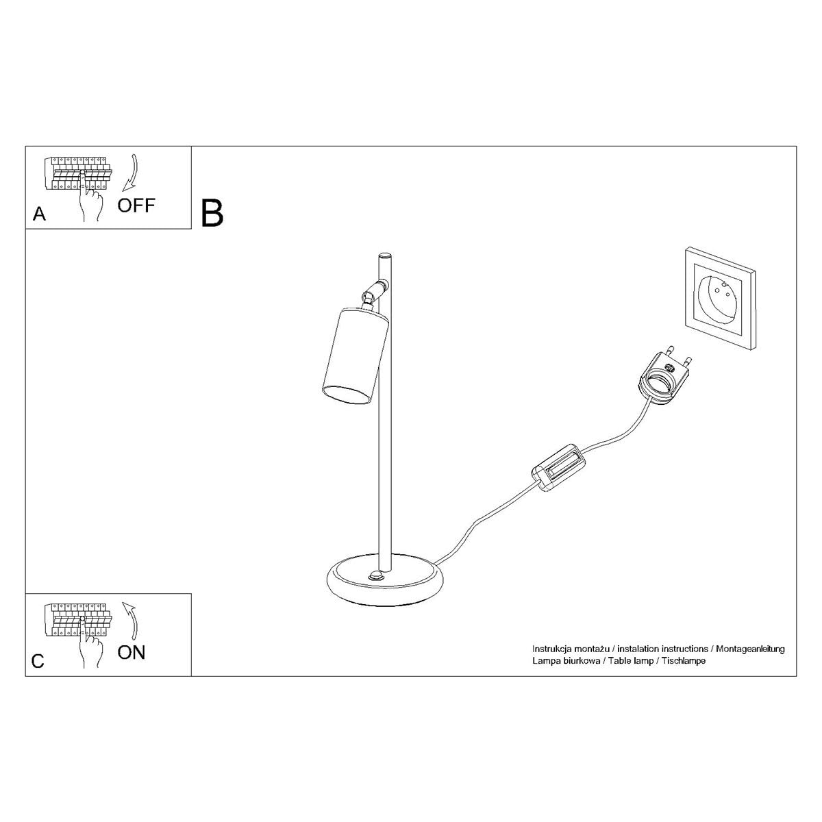 SOLLUX lighting - Lampe de Bureau LED - Lampe de Chevet, lampe de Bureau, lampe de Lecture, Lampe de Travail, Lampe Enfant - GU10, 1x max 10W LED, ~230V, 50Hz, IP20 - Noir/Cuivre - 13x15x44cm