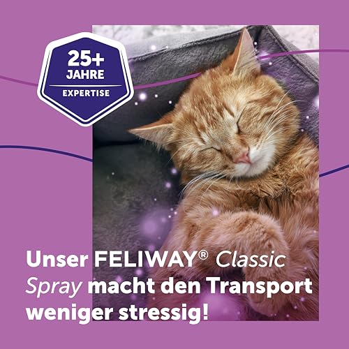FELIWAY Classic Spray | Pheromone Katzen | 20 ml Spray gegen Stress | Für mehr Entspannung beim Autofahren | Für Zuhause und auf Reisen | 16 Anwendungen | von Tierärzten empfohlen, klinisch getestet