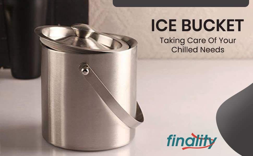finality Double Walled Stainless Steel Ice Bucket with Lid and Ice Tong [ 1 Liter ] Keeps Ice Cold for 6 h - Image 7 thumbnail