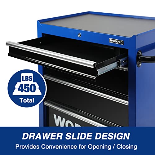 Image of WORKPRO 4-Drawer Tool Chest, 26-Inch Rolling Metal Tool Storage Cabinet With Casters, Locking System, Drawer Liner, 450 lbs Load Capacity, for DIY Projects, Home Improvement, Auto Mechanics