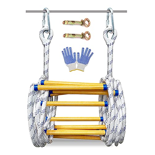 AiQima Échelle de Corde, Échelle de Secours, Échelle de Corde d'escalade À Haute Charge, pour Échelle de Secours d'urgence/30Cm Spacing/14M/46Ft