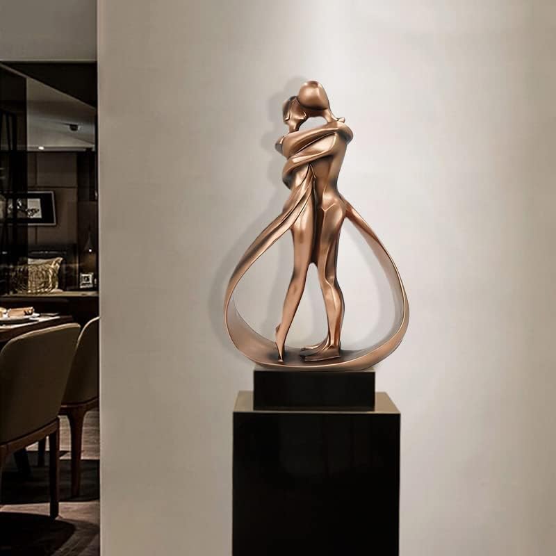 Miniatura 5 de AIIONP Estatua romántica de abrazo, figura de adorno abstracto de pareja abrazando de 10 pulgadas, esculturas de arte moderno de resina para el