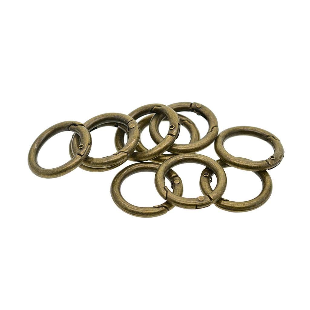 10 set da 10 pezzi 28 mm rotondi a molla moschettone portachiavi portachiavi bronzo