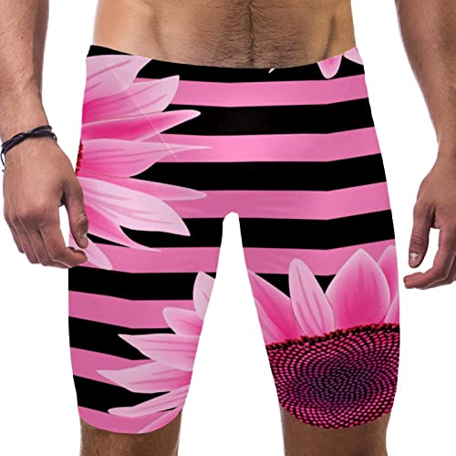 Traje de baño jammer para hombre en talla grande con rayas rosa de natación