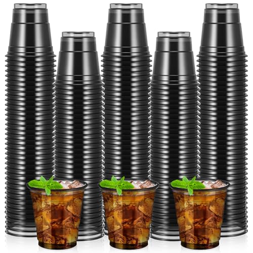 LemonRoad 120 Pack 2 oz Plastic Shot Glasses Graduation Disposable Mini Drinking Cups Bulk for Wedding Parties Picnics Cocktails Events Celebrations Favors(Black)