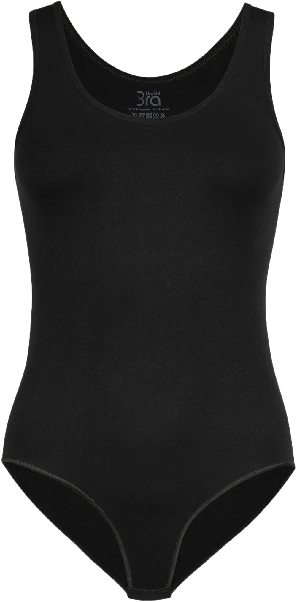 UnsichtBra Lot de 2 Body Femme Confort Microfibre | Body Gainant Léger & Sculptant Discret avec Larges Bretelles et Fermeture à agrafes – Blanc/Noir Chair