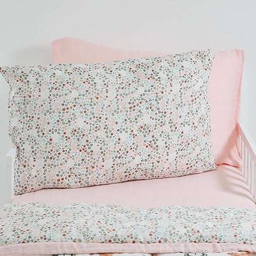 Image of Little Unicorn Standard Pillowcase 2 Pack | Super Soft & Breathable Muslin Fabric | Snug Envelope Closure | for Crib and Toddler Bed (Petal Press 2)