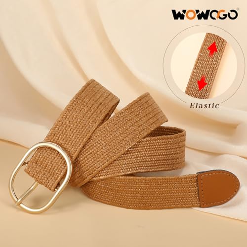 Straw Woven Rattan Wide Stretch Straw Belt Boho Braided Belts for Women3