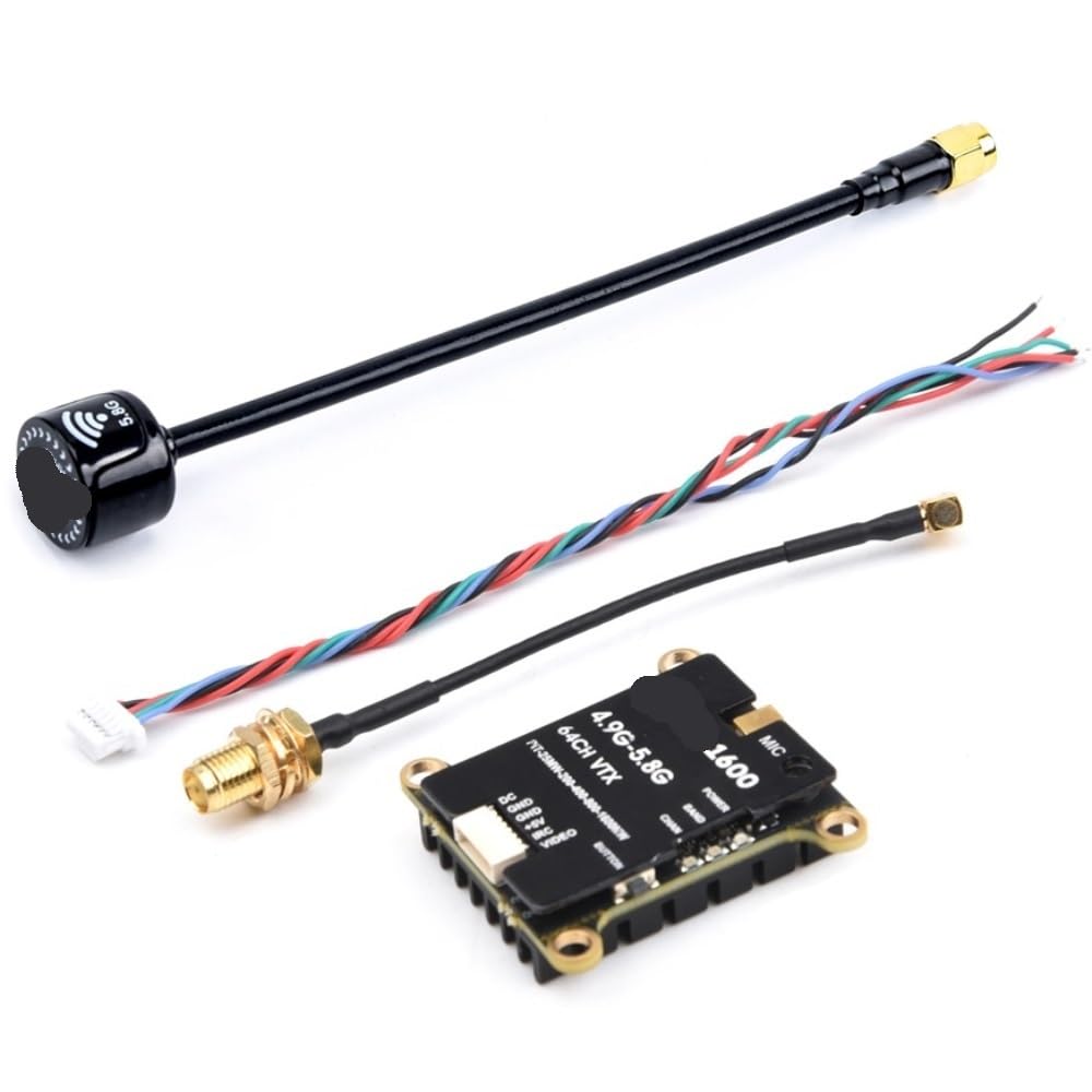 VTX-Sender 4,9 G-5,8 G 1,6 W/2,5 W mit Antenne, passend for 64-Kanal-FPV-Langstrecken-Renndrohnenrahmen(1.6W with 5.8G SMA)