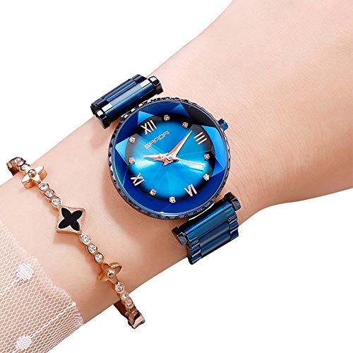 MOGOI Montre à Quartz étanche pour Femme avec Chiffres Romains et Bracelet magnétique