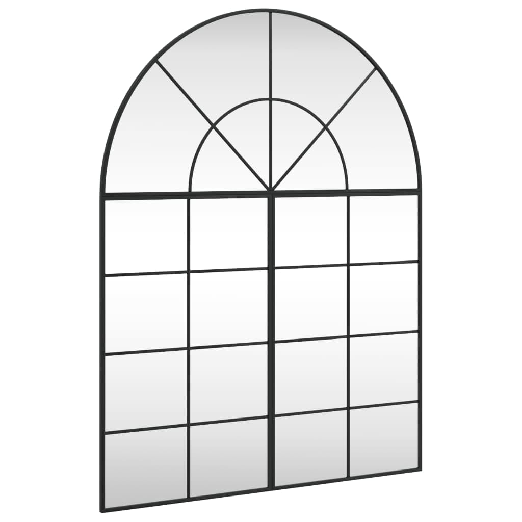KGHFDVB Minimalistic Arch Wall Mirror 100x130 cm, Black Iron Frame with Powder-Coated Finish, Clear Glass for Bedroom, Living Room, Bathroom