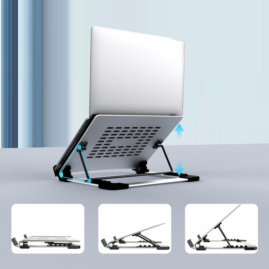 Staffa per dissipatore di calore per computer, pieghevole, portatile, verticale, per sollevamento e regolazione dell'altezza per prestazioni di raffreddamento migliorate