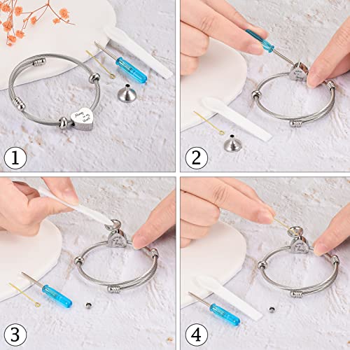 abooxiu Lock Cremation Bracelet for Ashes Key Ash Bracelet Stainless Steel Urn Bracelets for Ashes for Women Memorial Ashes Holder - Never Say Goodbye&Forever in my heart4
