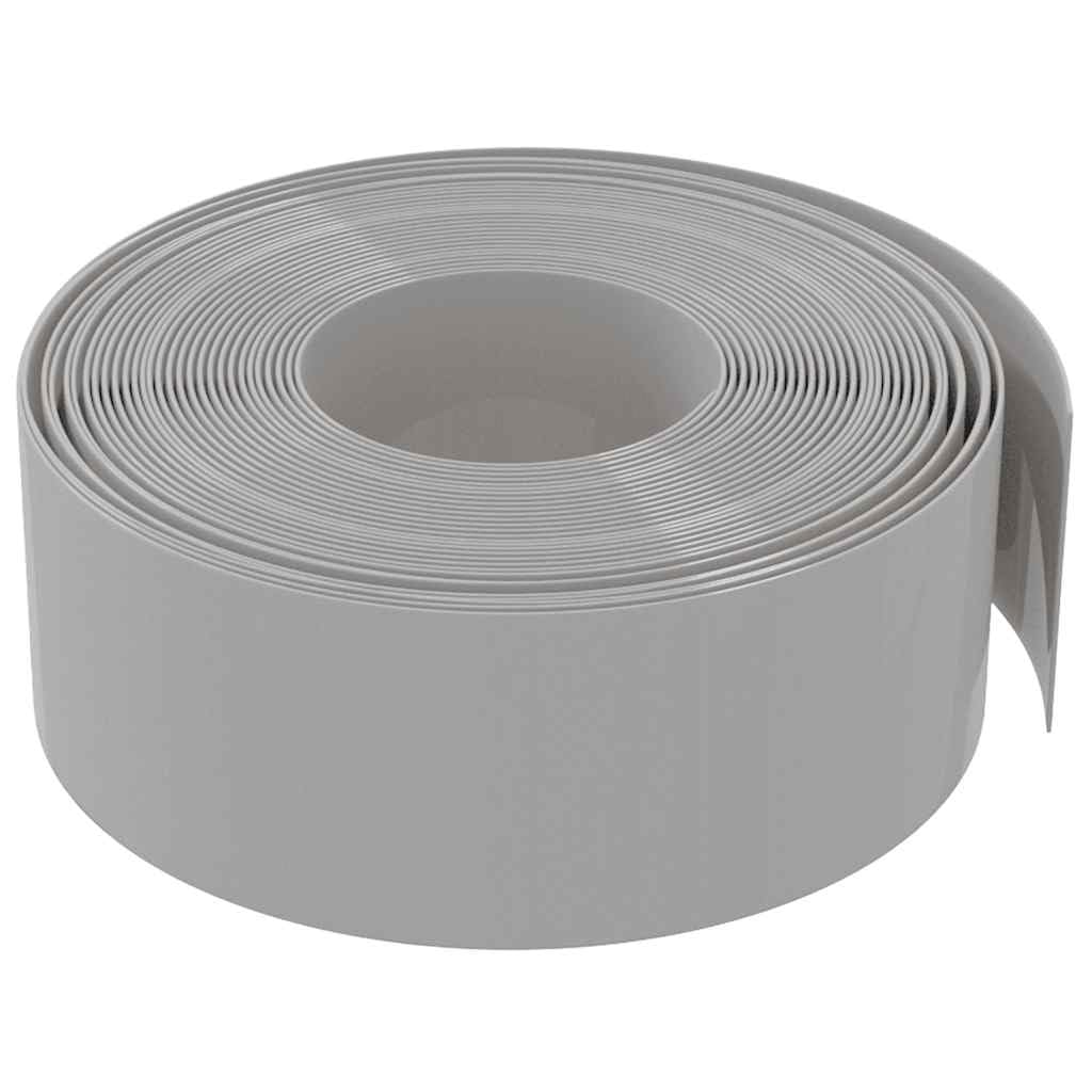 di bordi per prato, 4 pezzi, grigio, 40 m x 20 cm, in plastica PE, flessibile, per aiuole e laghetti