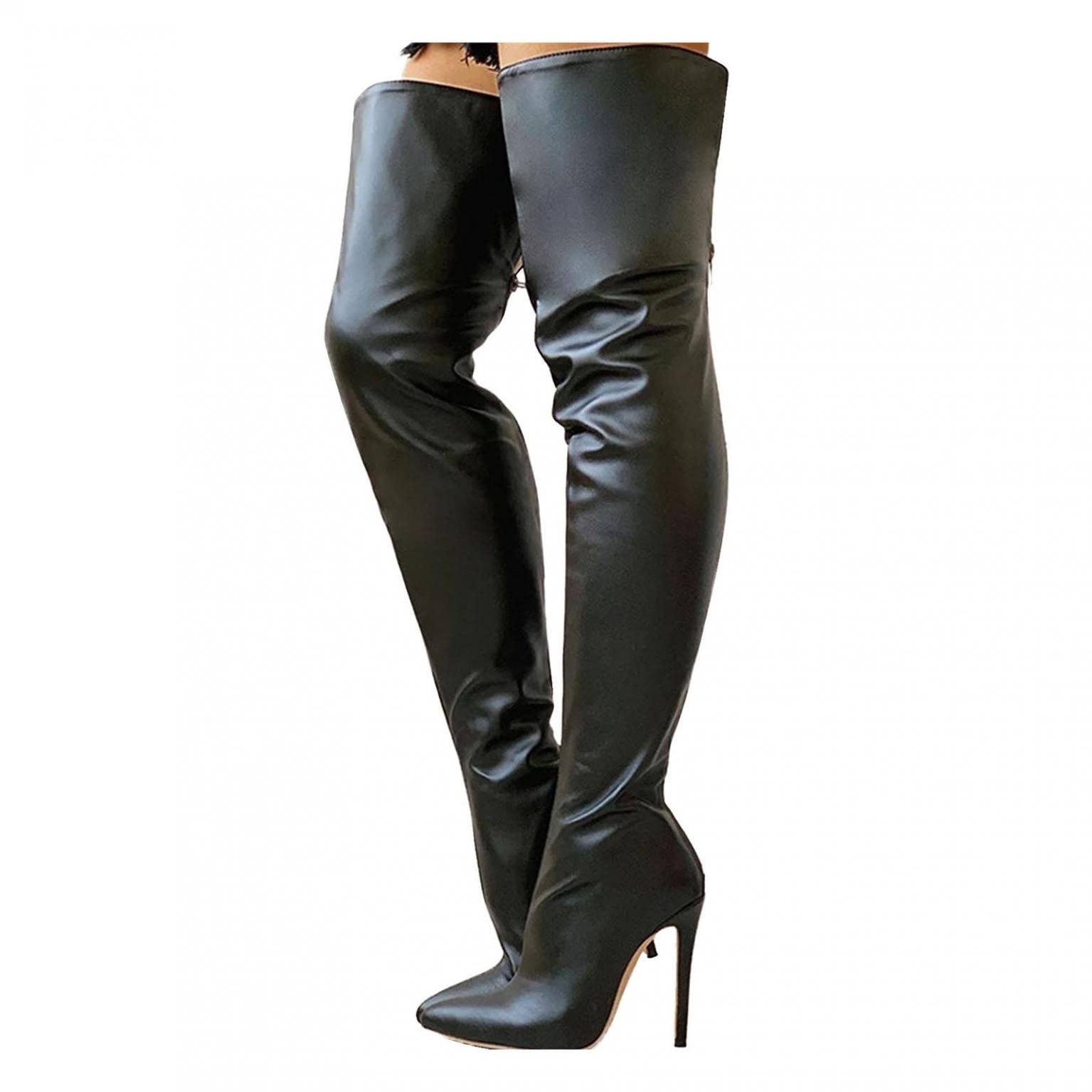 Stivali Alti Donna Stivali da Donna sopra Il Ginocchio Serpent Sexy Fashion Nightclub Scarpe con Tacco Alto (39,Nero)