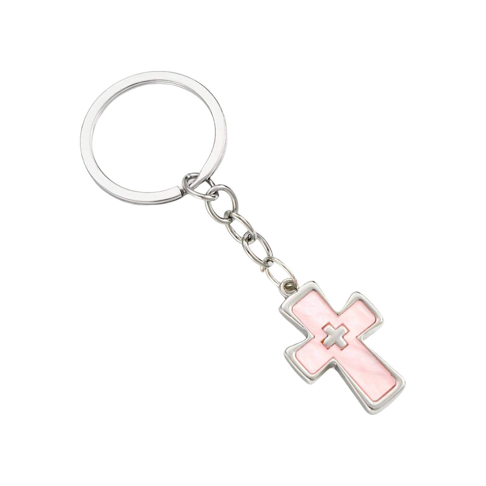 Tsophreniq Stylish Dopamine Keyring Double Crucifix Pendant Charm Keychain Lightweight Decoration Everyday Use Unique Keychain Jewelry
