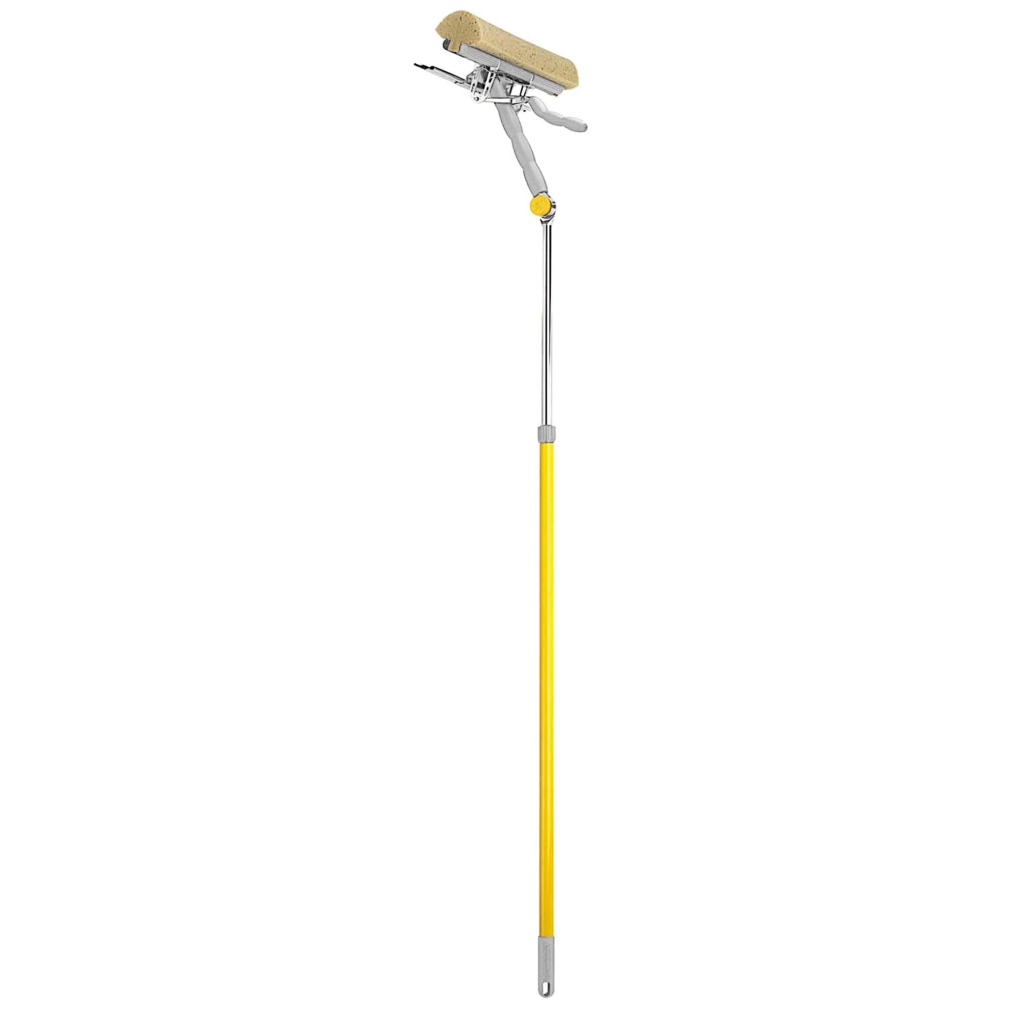 Bricoloco Nettoyeur de vitres extensible et articulé 110-174 cm Professionnel Système lave-vitres avec mécanisme d'essorage, caoutchouc, tête pivotante et manche télescopique