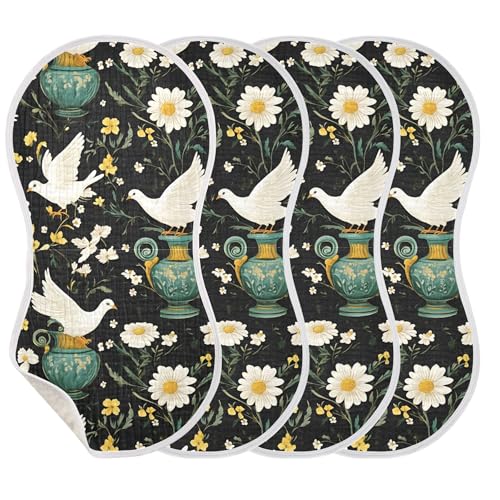 xigua White Doves Muslin Baby Burp Cloths Set of 2, Super Soft & Absorbent Burping Rags, Cotton Burp Clothes Shower Gift for Newborn, Baby Girls and Boys3