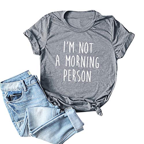 I am Not a Monring Person Cute Funny T Shirt Junior Women Teen Girl Graphic Tee Short Sleeve Summer Casual Tops Gray I am Not a Monring Person Cute Funny T Shirt Junior Women Teen Girl Graphic Tee Short Sleeve Summer Casual Tops Gray