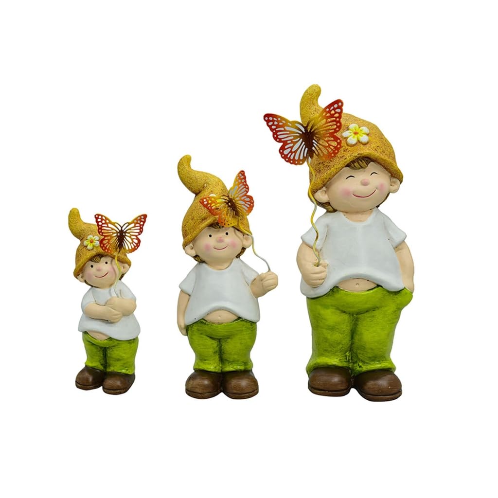 Figurka ogrodowa motyla, chłopca, zestaw 3 rzeźb elfa, dekoracje do domu