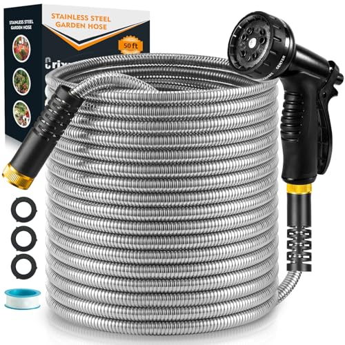 Garden Hose 50 FT, Stainless Steel Heavy Duty Water...