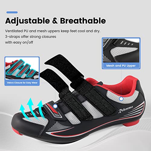 Image of Unisex Cycling Shoes Size 14 Peleton Compatible - Mens Spin Shoes with Look Delta Cleats - Indoor Road Bikes SPD Clips