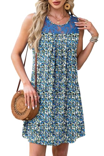 Image of BKRIVE Womens Lightweight Sleeveless Summer Dresses | Lace Yoke Neckline, Figure-Flattering for All Shapes - Ideal Beach Cover-Up & Hot-Weather Travel Essential