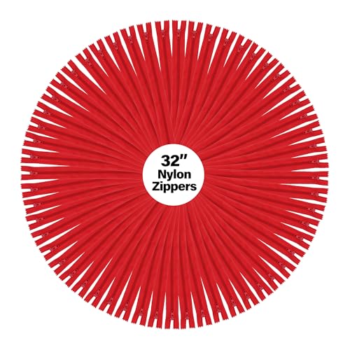 Image of Mandala Crafts 40 PCs Red Closed-End 32 Inches Nylon Zippers for Sewing