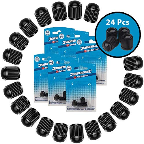 toolstream Silverline Bike Motor Car Van Tyre Valve Dust Cap (24 Pack)