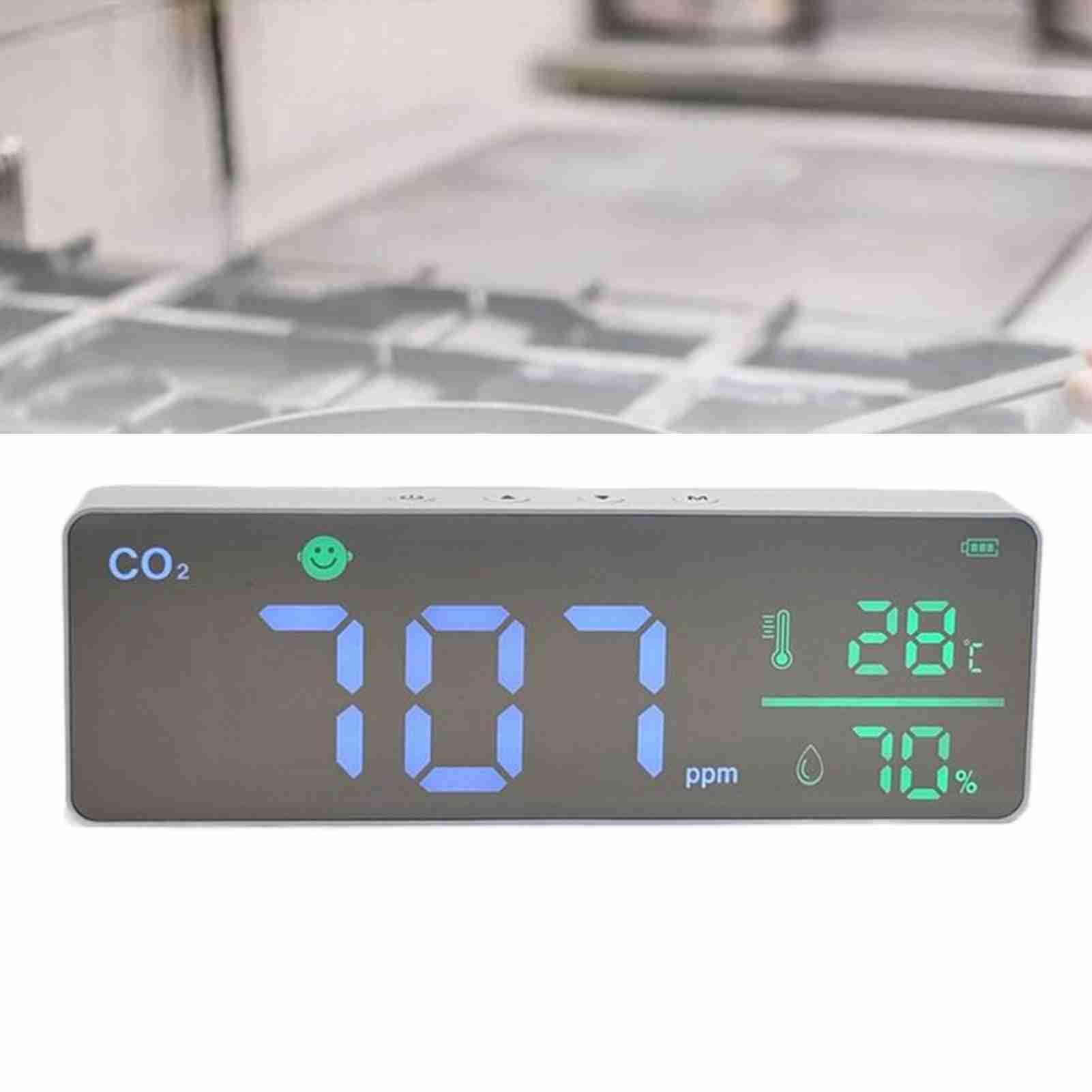 Oumefar Monitor de CO2 Detector de Humedad de Temperatura de Alta Precisión para Datos de Enlace de la Aplicación, Alerta de Monitor de CO2 Montado en la Pared Interior del Hogar para Uso Doméstico